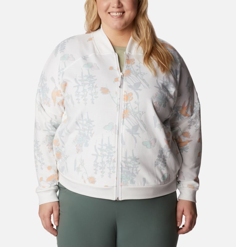 Women\'s Columbia Lodge French Terry Full Zip Jackets Flower | Plus Size CA-WAC48